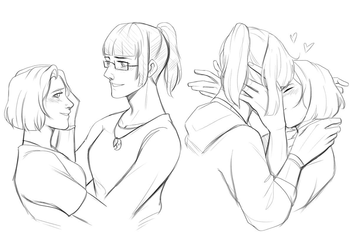 Nobamaki sketches (as i say staring at the second sketch of them kissing) 