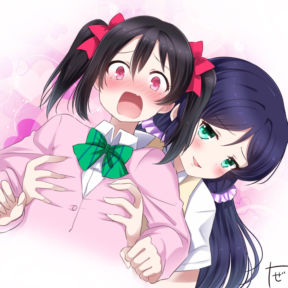 東條希 ,矢澤にこ 「#フォルダに入ってる二人組晒してけ
✌︎('ω'✌︎ ) 」|ぜろのイラスト