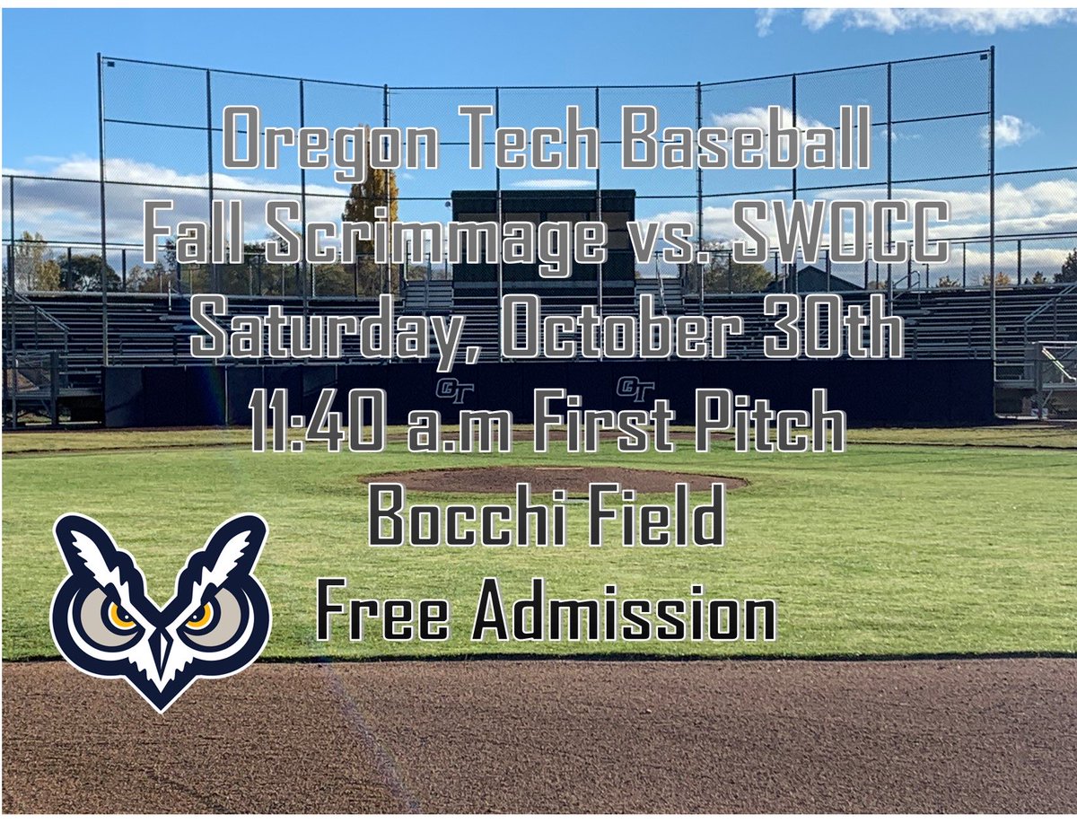 oit_baseball's tweet photo. Owls are back at it! Saturday we welcome @SwoccBaseball to Bocchi Field. @OregonTechOwls @SteenSportsPark #FlyWithUs #GoOwls #next200ft #techbaseball https://t.co/8tNFsQ8qoc