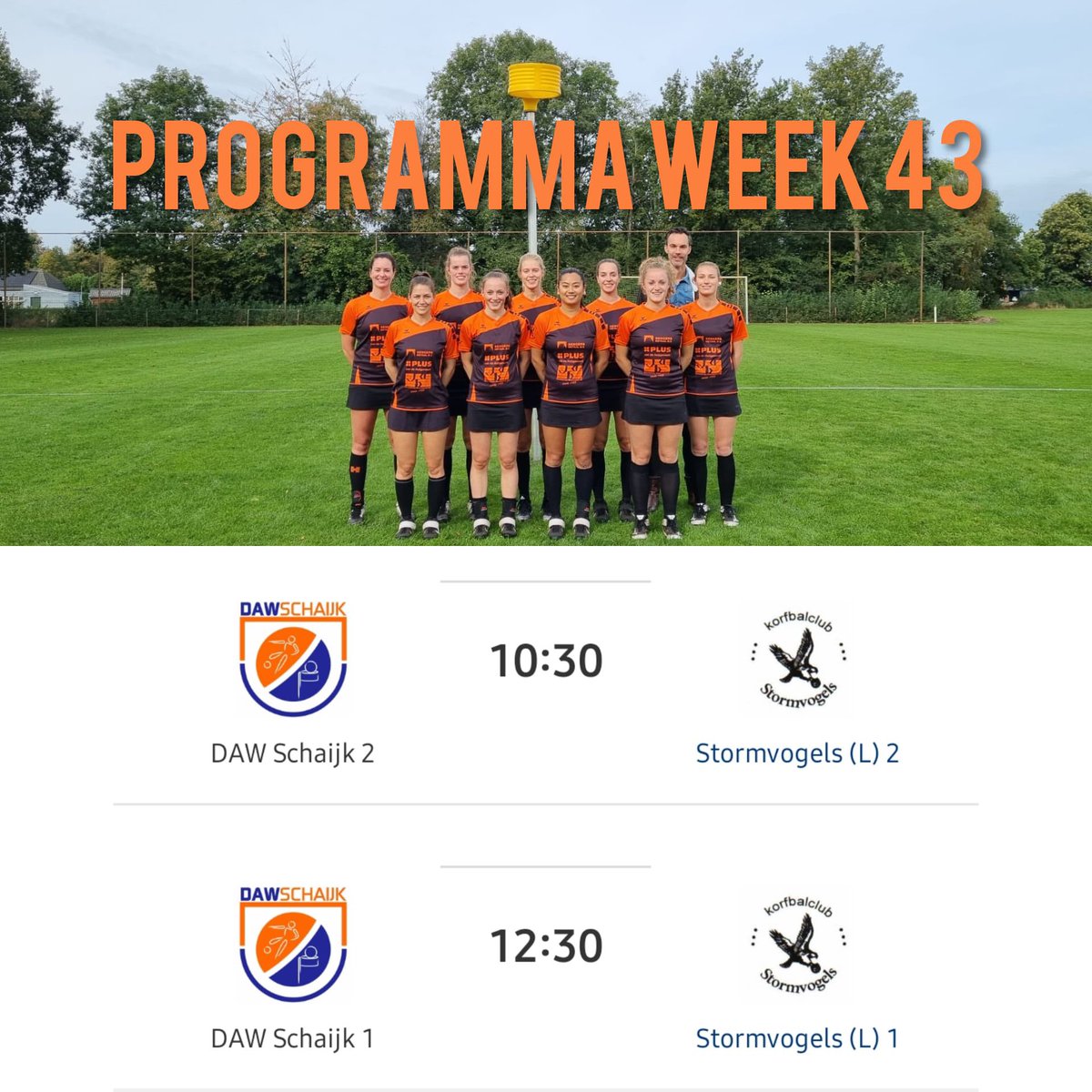 StormvogelsL's tweet photo. Komend weekend spelen we alweer de laatste wedstrijden van de eerste helft van het veldseizoen. Kom nog even genieten en aanmoedigen! https://t.co/PMOtxkrrSp