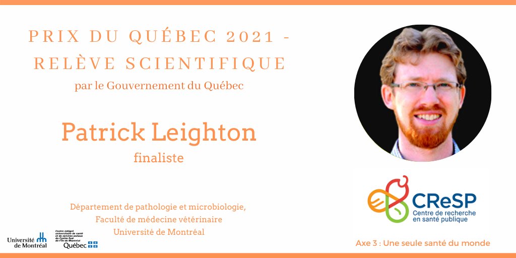 👏Toutes nos #félicitations à @pleightonlab, professeur agrégé à l'@UMontreal et membre chercheur CReSP, qui est l’un des deux finalistes du Prix Relève scientifique 2021, décerné lors des #PrixduQuébec 2021. 
Pour plus d’information➡️ 
cresp.ca/fr/actualite/p…

@SciChefQC