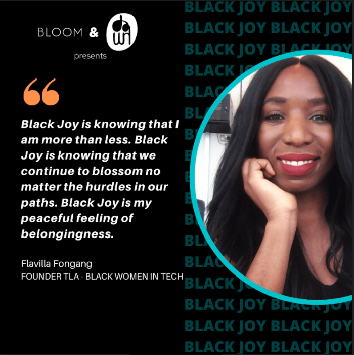 #Day28/31 of our month celebrating #blackjoy. Today we hear from <a href="/FlavillaFongang/">Flavilla Fongang</a> founder of @TLA_BWTECH #BHM 

#GetComfortableGettingUncomfortable