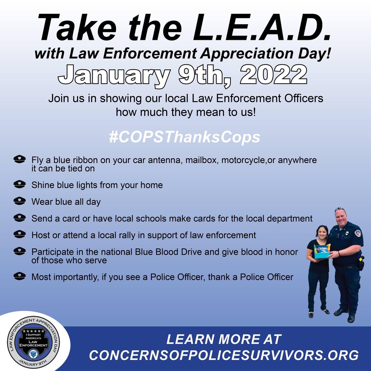 nationalcops's tweet photo. Don't forget, Law Enforcement Appreciation Day is right around the corner! #LEAD2022 https://t.co/P2Li0El1Tj