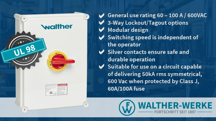 waltherelectric's tweet photo. We now offer UL98 Motor Disconnect Switches that can be used locally at the motor. Excellent in harsh weather conditions, resistant to chemicals, corrosion &amp; UV. Learn more https://t.co/2GlZhAXSZo #shipbuilding #shipyards #shiprepair #marineengineering #walther #waltherelectric https://t.co/0FKKimDIvV