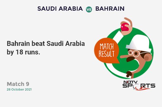 CricketNDTVLive's tweet photo. Match 9: Bahrain beat Saudi Arabia by 18 runs. #SAUvBAH https://t.co/rdjGraUM8q