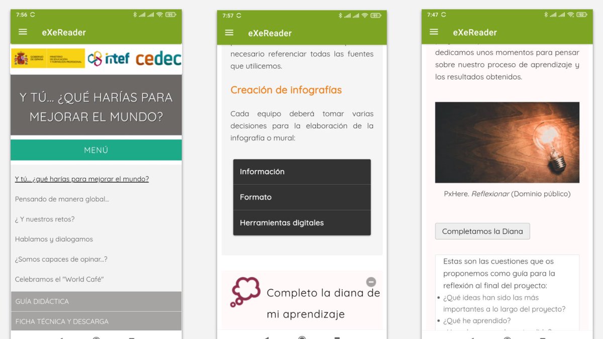 educaINTEF's tweet photo. ‼️ ¿Te has enterado ya?
📍 @exelearning_sp ha lanzado #eXeReader, una aplicación para visualizar contenidos creados con eXeLearning desde dispositivos móviles
ℹ️ Infórmate en este artículo de @CeDeC_intef ⤵️ y descubre todas sus posibilidades
🖱️https://t.co/CsZlmWRwW5 https://t.co/5fTesDXfv6