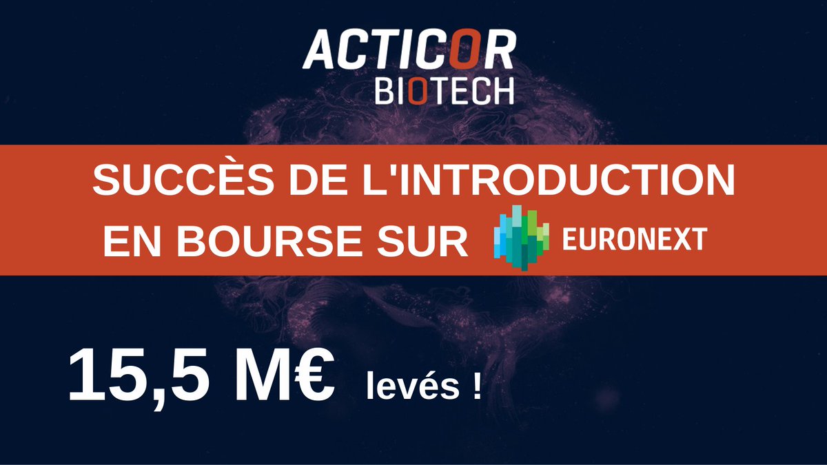 ActicorBiotech's tweet image. @ActicorBiotech  annonce le succès de son introduction en bourse sur Euronext, avec un montant levé de 15,5 millions d&apos;euros !

📃Retrouver le communiqué de presse sur : acticor-finance.com

#IPO #IntroductionEnBourse #Euronext #Biotech