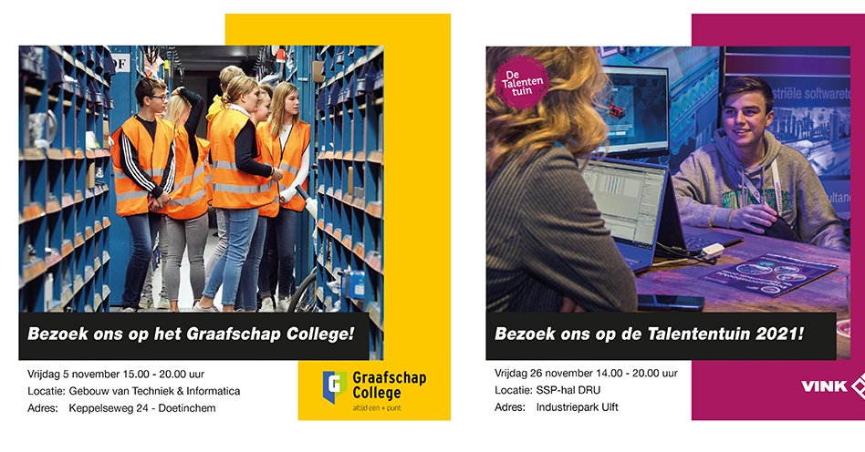 Aankomende maand staan wij op twee beurzen met een eigen stand. Op vrijdag 5 november staan wij op bij het Graafschap College in Doetinchem en op 26 november staan wij op de beurs bij de Talententuin in Ulft. Kom jij ook langs?