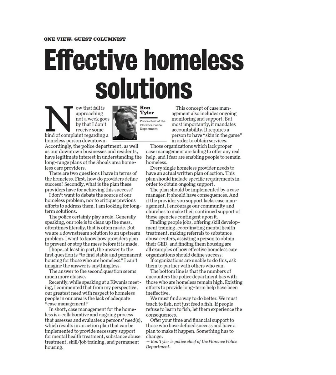 Chief Tyler's Op-Ed as printed in the Times Daily October 28th, 2021 Edition.