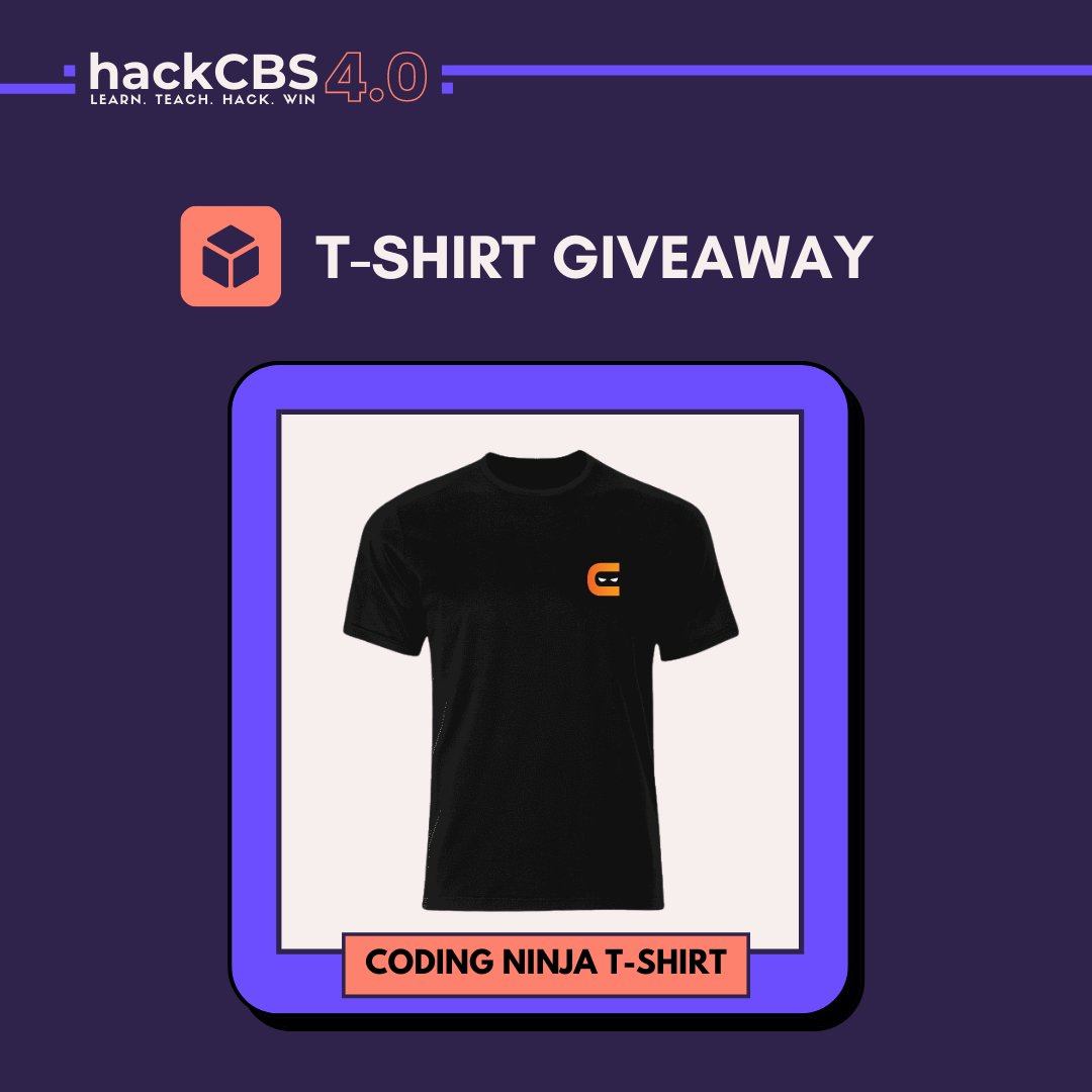 hackCBS's tweet photo. 🔥GIVEAWAY TIME🔥
This is the @CodingNinjasOff T-shirt.
Yes!! you read it right! 
T-shirt!!!
So, the question is how can you participate in this giveaway contest?👀
Just look our Instagram handle for further information!!
🧩Instagram id: hackcbs https://t.co/eM9nuKvsMM