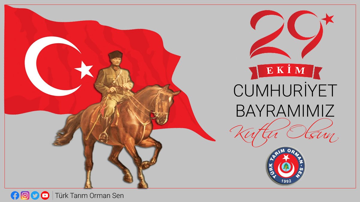 Cumhuriyetimizin 98. Yıl dönümünde Büyük Önderimiz Gazi Mustafa Kemal Atatürk’ü, aziz şehitlerimizi, gazilerimizi saygı ve rahmetle anıyor, tüm Milletimizin Cumhuriyet bayramını en içten dileklerimle kutluyorum.
<a href="/AhmetDemirciTOS/">Ahmet Demirci</a> 
Türk Tarım Orman Sen
Genel Başkanı