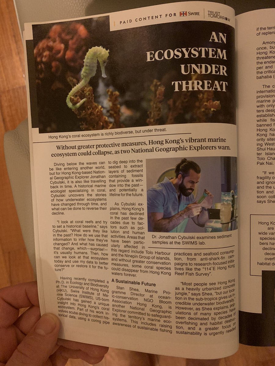 joncybulski's tweet photo. Sneak peak at the November edition of @NatGeoMag 😬🤯. I can’t believe I’m in it! 

Pick one up to read about mine and #stansheas work researching #hongkongs threatened marine environment. 

Proud to represent @stable_isodope @SWIMSHKU and @hku_science. Thank you #swiretrust https://t.co/CoYI74MWv1