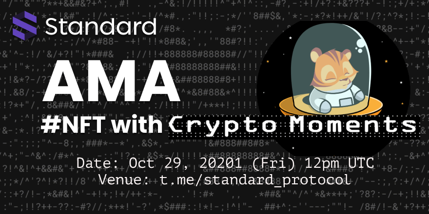 iter_cx's tweet photo. AMA with @CryptoMoments_ about our #NFT collaboration! 🔥
@stakenode_dev will be hosting the AMA and share some unique benefits for NFT hodlers 💎💎💎
📅 Date: Oct 29 (Fri) 12pm UTC
📍Venue: https://t.co/ImJRkhY2nf
🖼 Datails: https://t.co/nDJpHXDHZW
$STND #standarddefi https://t.co/gZCURtIy6V