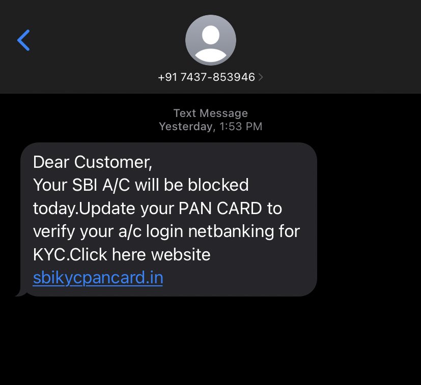 happymuttu's tweet photo. @SBICard_Connect @TheOfficialSBI @Cyberdost @cybersafe Request you to please take necessary action against such people. Nowadays it’s become very frequent of such messages can we take some steps to stop such messages https://t.co/HacA1paYMG
