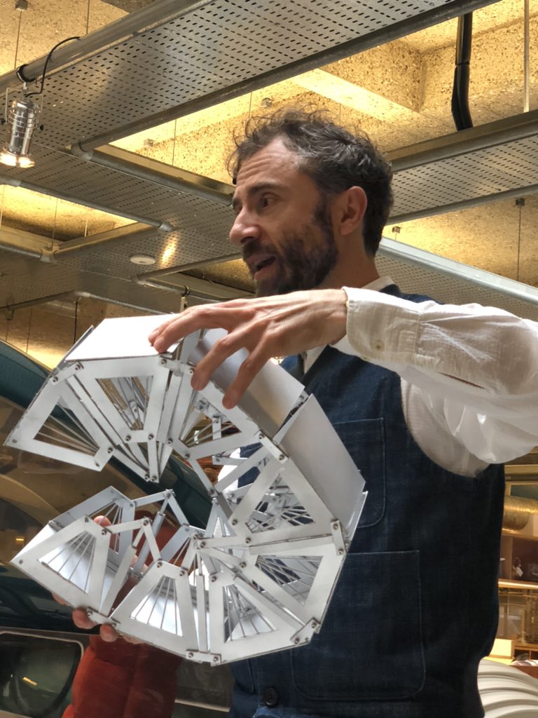 MaidaValeDT's tweet photo. Impressed by his modelling skills, Charlie was invited to tour the Heatherwick Studios. During our visit Thomas Heatherwick met and chatted with Charlie and presented him with a book on ‘Making’ and an MVS DT Ambassador badge. An amazing day! #thomasheatherwick #rollingbridge https://t.co/FsUf85byKi