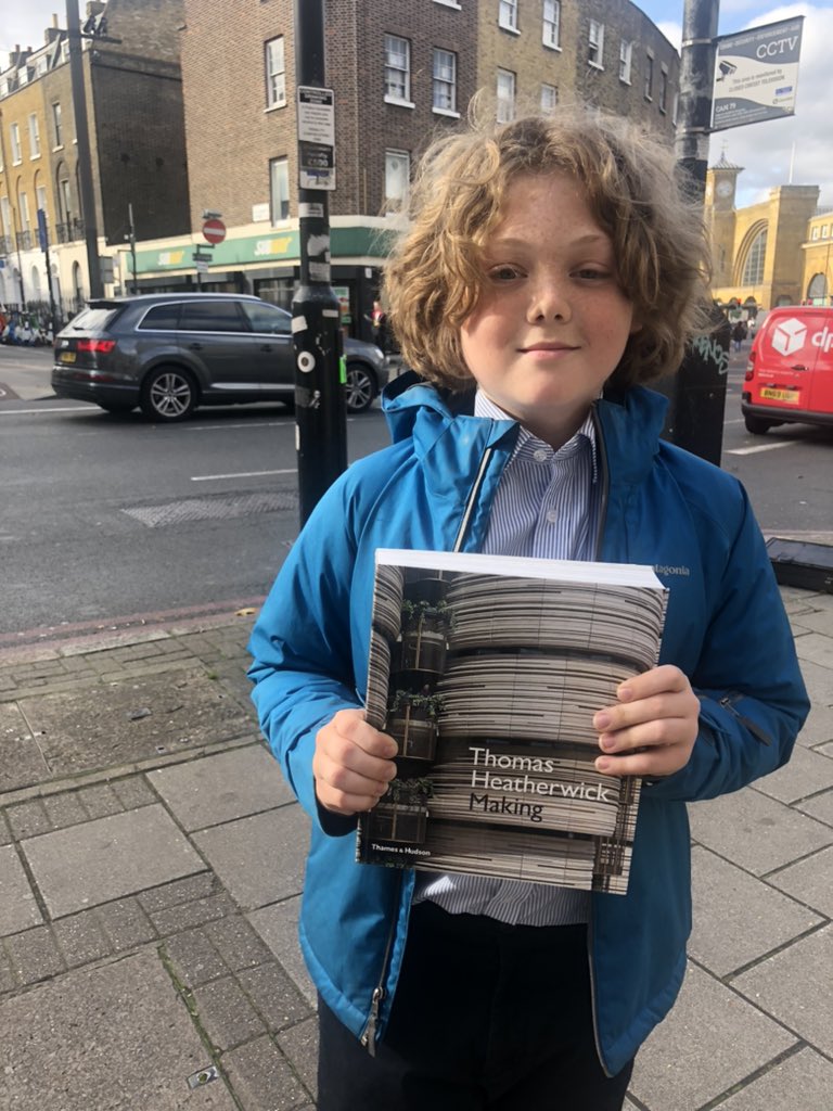 MaidaValeDT's tweet photo. Impressed by his modelling skills, Charlie was invited to tour the Heatherwick Studios. During our visit Thomas Heatherwick met and chatted with Charlie and presented him with a book on ‘Making’ and an MVS DT Ambassador badge. An amazing day! #thomasheatherwick #rollingbridge https://t.co/FsUf85byKi