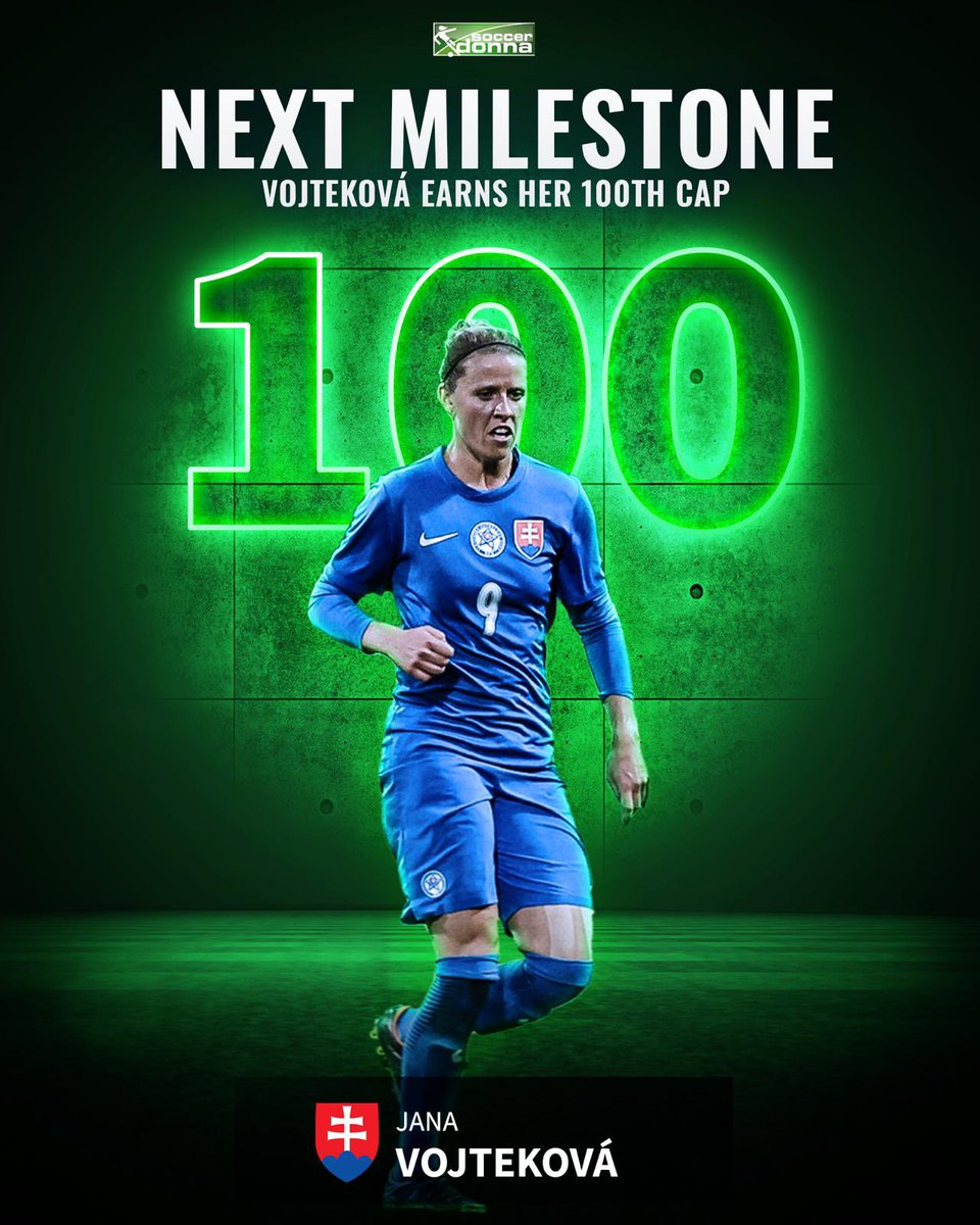 soccerdonna's tweet photo. Jana Vojtekova completes the 1️⃣0️⃣0️⃣! 

Congrats on this achievement 🔥🥳

#woso #futfem #100club #100thcap https://t.co/uExMgwczAt
