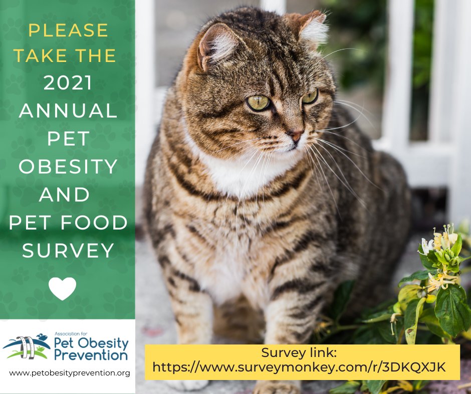 We need your help! #Veterinarians #VetTechs &amp; #PetParents - PLEASE take the brief, anonymous 2021 Pet Obesity and Pet Food Survey:
 surveymonkey.com/r/3DKQXJK 

#petobesity #dogs #CatsofTwittter #pets #obesity