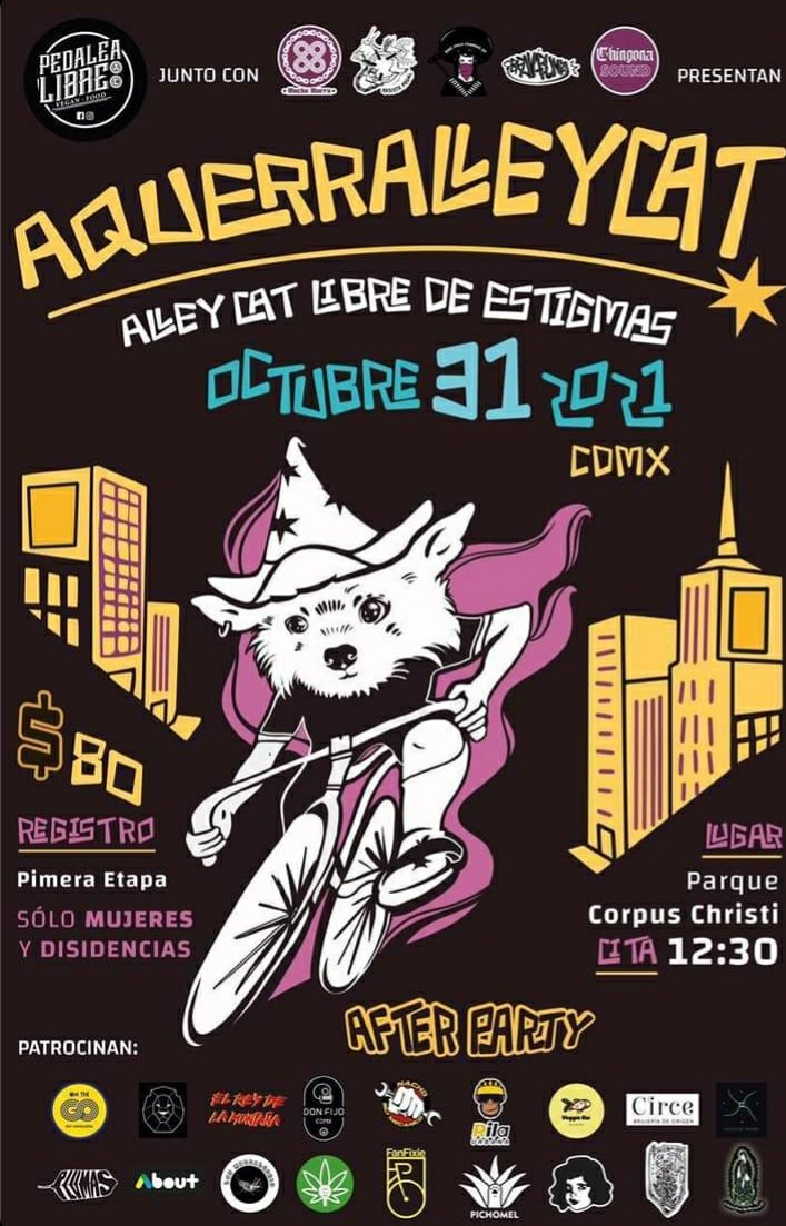 LaRuedaVioleta's tweet photo. #aquerralleycat
Todas las bicis juegan. Cuatro categorías para participar 
#PuroAmor (novatas)
#HardCore (Avanzadas)
#Parejas (haz tu #dreamteam )
#BiciCargo (también parrillas)
¿Cuándo? Domingo 31, 12:30 h
¿Dónde? Parque Corpus Christi
Inscripción: $100 el mismo día y en línea https://t.co/EGZYohGSDZ