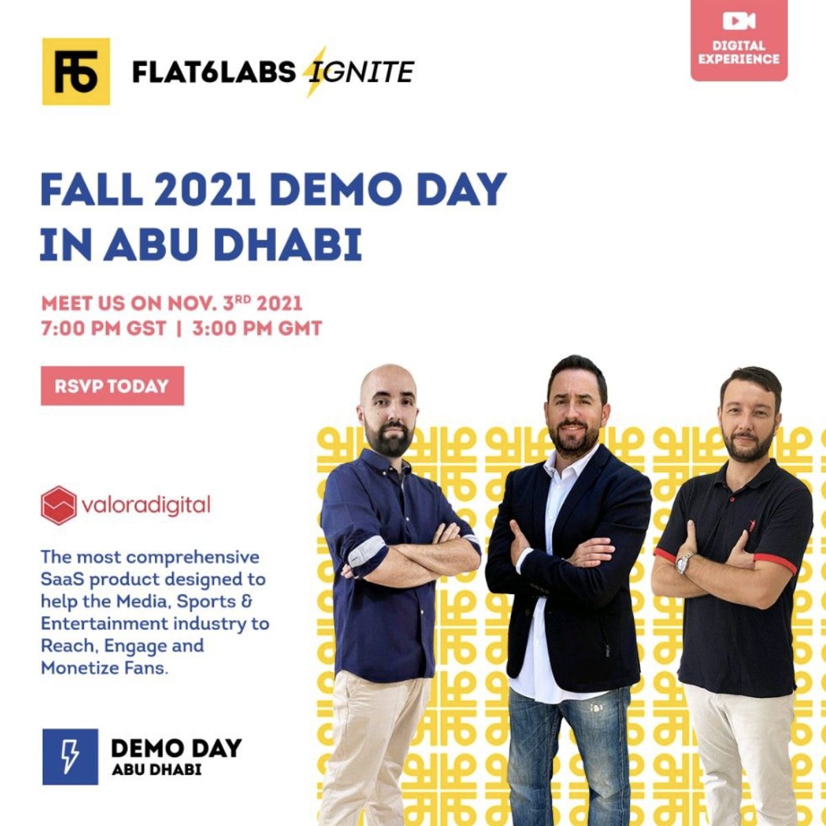 Thanks to <a href="/Flat6Labs/">Flat6Labs</a> for the invitation!

Save your seat for the Demo Day in Abu Dhabi: flat6labs.com/demoday/flat6l…