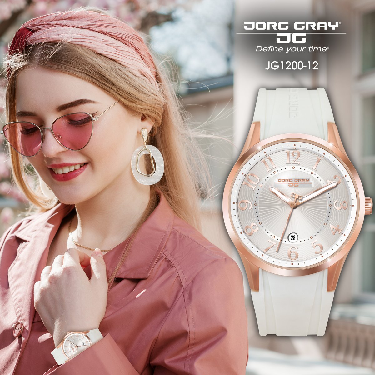 JorgGray's tweet image. The JG1200-12 has beautiful Rose Gold Trim that will turn her cheeks Rosey-red. Featuring a leather band and water resistant functionality up to 100 meters. This watch is perfect for any occassion bit.ly/3pK7VFi #jorggray #leather #womenswatches