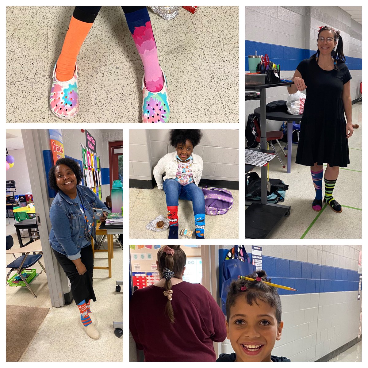 Nelson12Loren's tweet image. Crazy socks🤪🧦/crazy hair🤪👩‍🎤to show we don’t care about drugs!#RedRibbonWeek #TeamDCS #MakingItMatter @TweetDCS_SIS