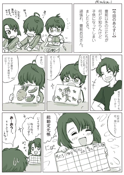 幼児化ネタ再掲。

豊前以外がこどもになっちゃったはなし
弊本丸の豊前は、よくわっかんねーと角ポップ体で喋るw 