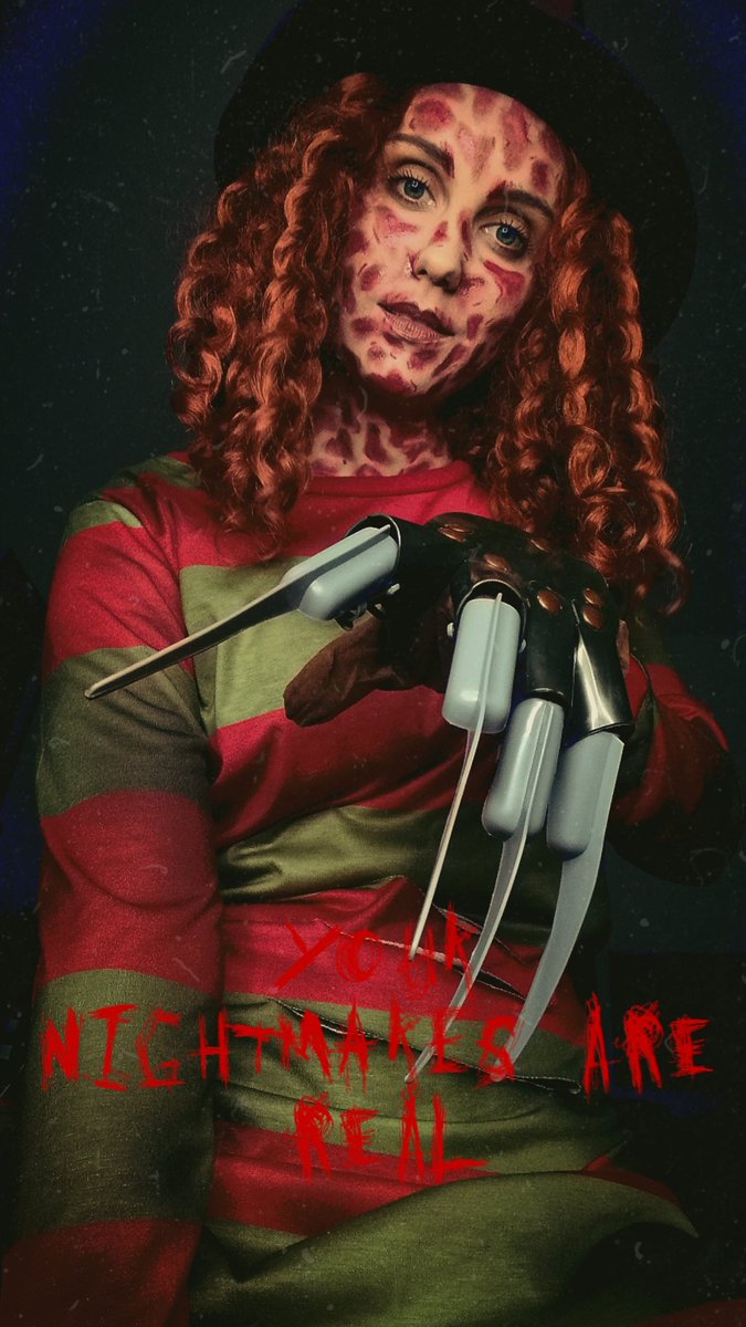 LadyLessien's tweet photo. #hanniween #hanniween2021 Day 28: Costume party! ✨
For this prompt I decided to mashup my fav slasher with my girl, who, in my mind, is a fan of horror movies.
Thought you might enjoy this too, @BryanFuller
#Hannibal #cosplay #freddielounds #FreddyKrueger #Halloween https://t.co/DBJnWaPhU3