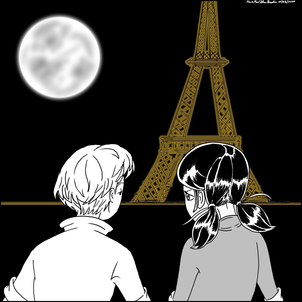 #Moonlight 
#Miraculoutober #Miraculoutober2021 
#Inktober
#Miraculous #MiraculousLadybug 
#MiraculousTalesofLadybugandCatnoir 
#MiraculousTalesofLadybugandChatnoir 
#Ladybug #Catnoir 
#Marinette #MarinetteDupainChen #Adrien #AdrienAgreste 
#Paris #NightInParis #Eiffeltower