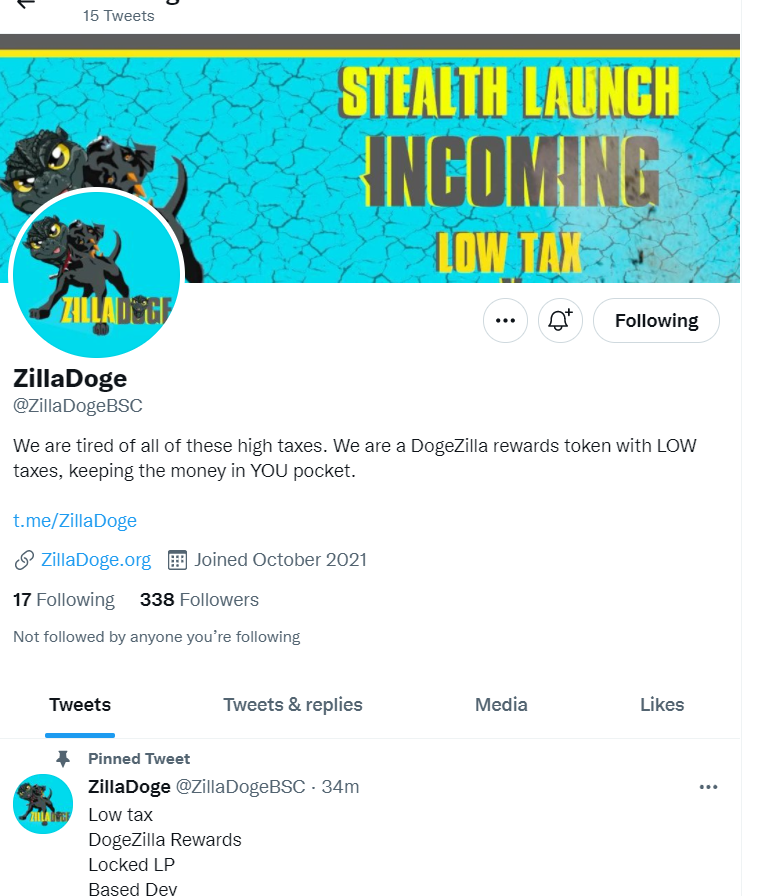 CryptJay1's tweet photo. @TiarCrypto @ZillaDogeBSC Done https://t.co/3hVcyhx0BC
