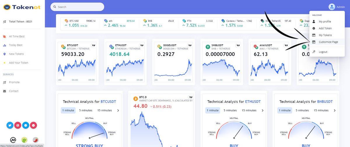 Tokenotcom's tweet photo. Tokenot - Customize Trader page 
1. Sign up Tokenot
2. Select coins from the list.(Binance)
2. What rank should it appear in your favorite list?

Return to the homepage after making your selections.
Process completed.
It's that simple.

$BTC $DOGE $SHIB $ETH $XRP $KISHU $AXS $SOL https://t.co/t0N5LWpnqr