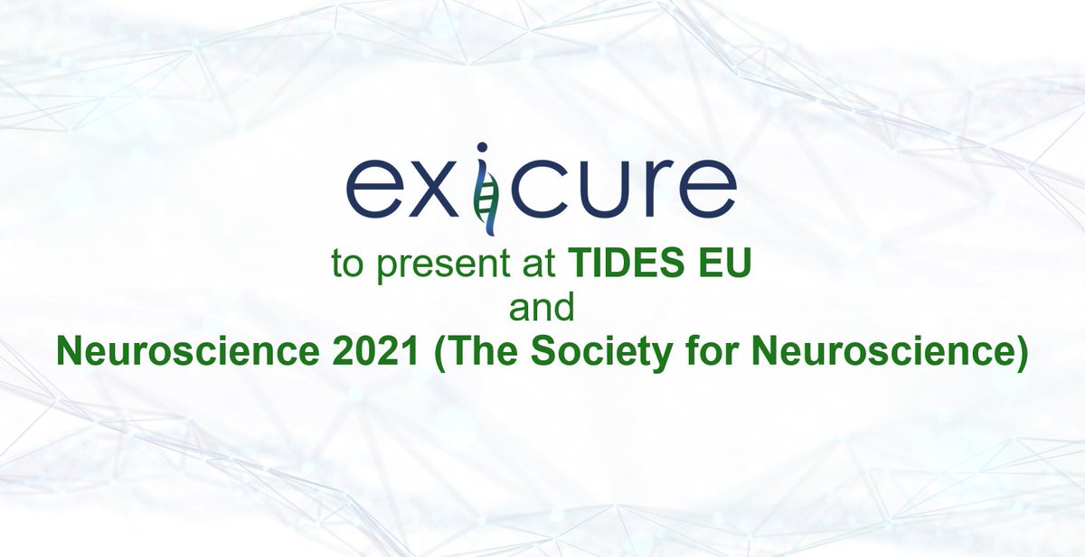 exicure's tweet image. Exicure today announced presentations at TIDES EU and Neuroscience 2021: bit.ly/3EoP1aT  #DigitalDrugDesign #SfN21