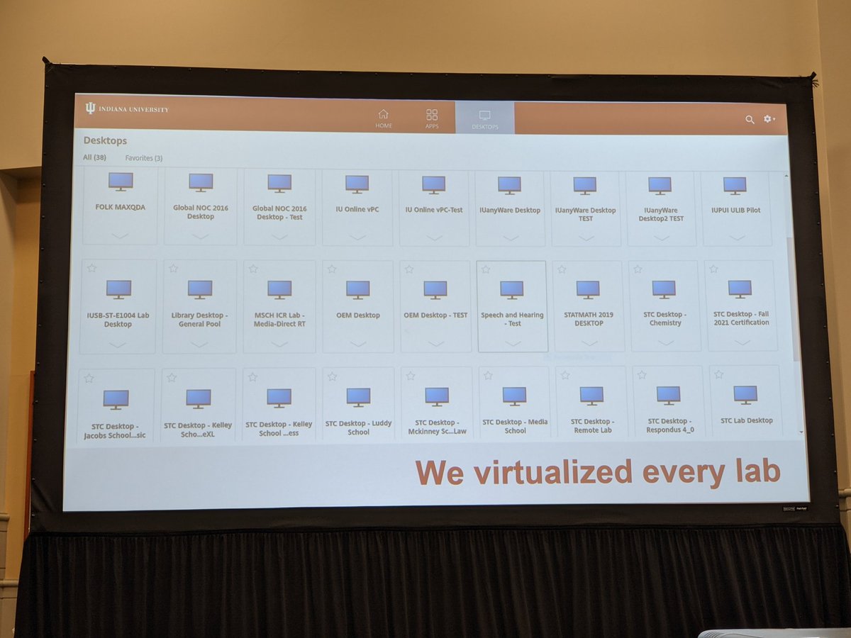 TekGuyAllen's tweet photo. Amazing story of innovation from @IndianaUniv with #Citrix here at #EDUCAUSE21. Apps and desktops delivered on-demand to 40,000+ students and faculty on any device! #VDI #DaaS #digitalworkspaces #remotepc #edu21 @educause https://t.co/Bapd7JCaX4