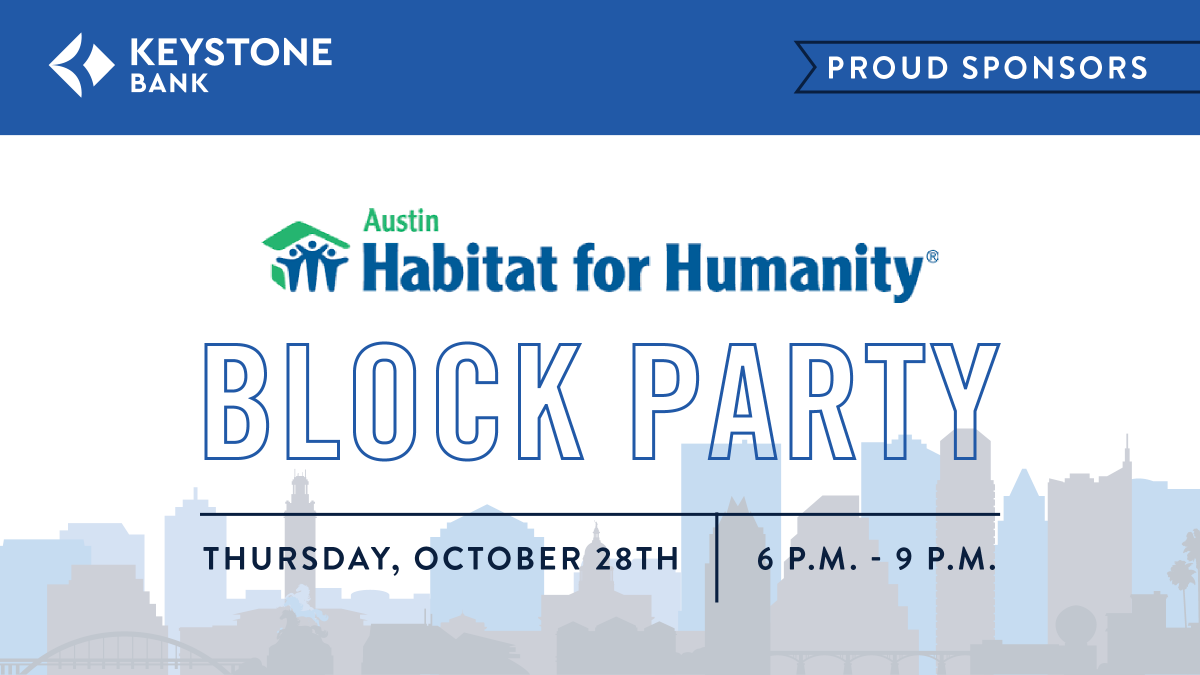 Keystone_Bank's tweet photo. Keystone Bank is a proud sponsor of Austin Habitat’s Block Party! The party funds @AustinHabitat for Humanity’s portfolio of future affordable housing projects!

We are looking forward to joining them for their Block Party to celebrate all their impact on the community. https://t.co/OVqGaYIkVP