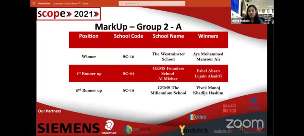 radhikamurali2's tweet photo. Our students are shining up there! Aya and Nour of Yr12 won the first prize in the Mark up competition by sharing a sustainable solution. This was conducted by @GEMSGLS called #SCOPE2021 @TwsVijaya @pravinasantosh @MarshanilSigma @nilambarig1 @lalisaji https://t.co/w3a2krYDF6
