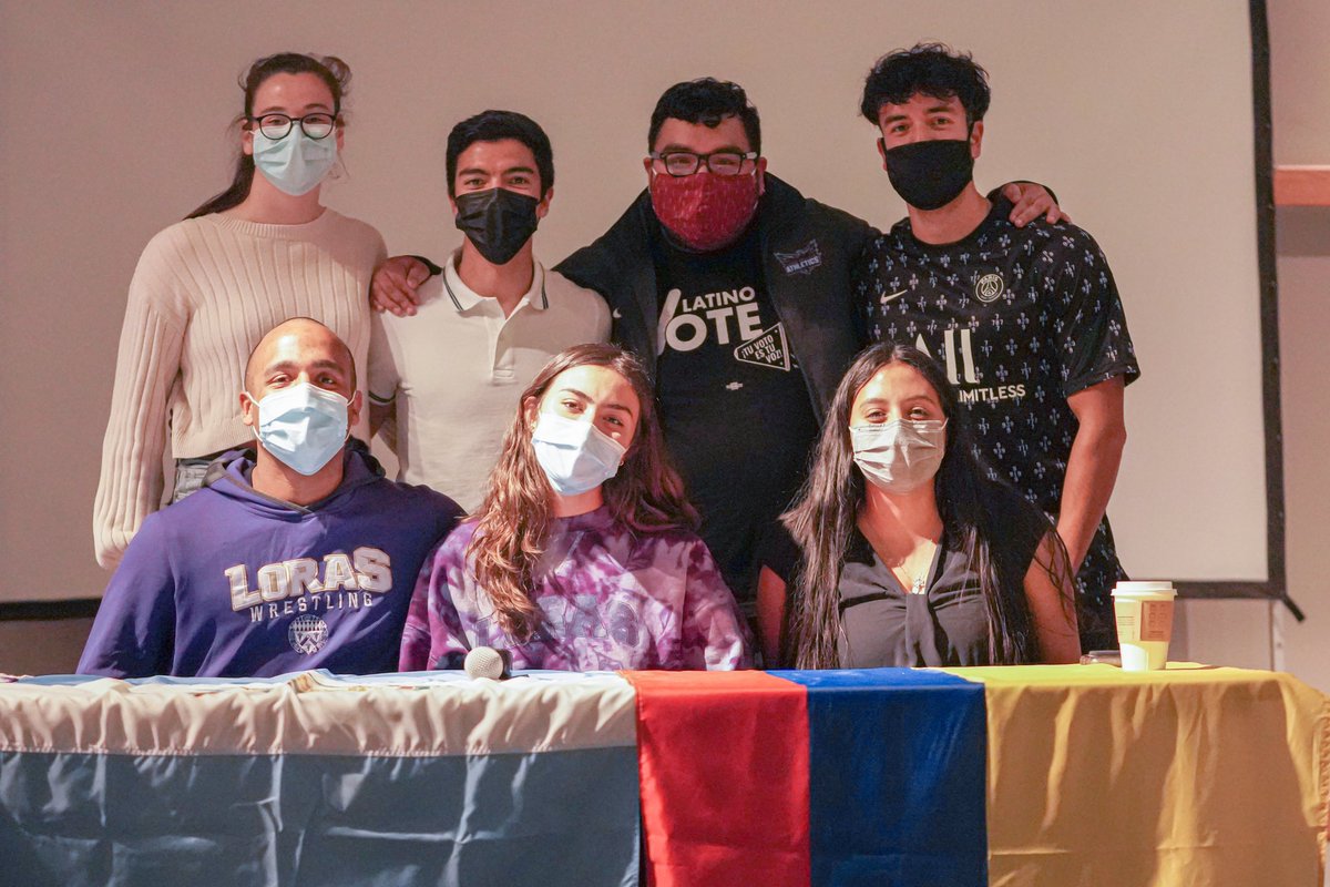 LorasAthletics's tweet photo. In partnership with @LorasInclusion, student-athletes from @DuhawkWrestling, @LorasMSoccer, @LorasDuhawksXC, @LorasTennis, @LorasWSoccer and @DuhawkWBB hosted the Power in Our Voices Panel to celebrate & educate during Latinx Heritage Month! #GoDuhawks #LorasInclusion @NCAADIII https://t.co/3ebZs4zCAF