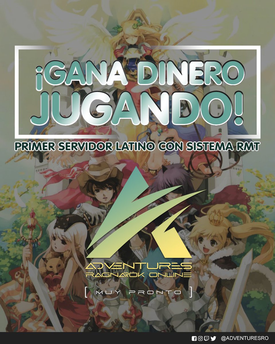 AdventuresRO's tweet photo. En #AdventuresRO apostamos por ser el primer server hispano en implementar un sistema de RMT que habilitará la comercialización de items/personajes/progreso in-game de forma rápida y segura. Mas info: https://t.co/XaWEy8z5mn https://t.co/FBdG9FCtr5