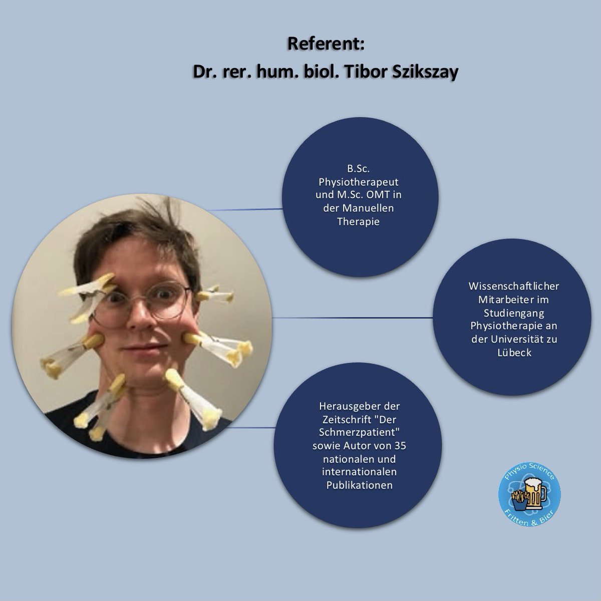 Physio_SciPub's tweet photo. Referent Nr. 3! Dr. rer. hum. biol. Tibor Szikszay wird bei unserem dritten Science Pub dabei sein🍟🍺 Wir freuen uns sehr auf ihn🤩 Sichert euch bei Interesse gerne noch Tickets💪🏼

#Physioscience #Physiotherapie #Wissenschaft #Studium https://t.co/bdylyoBdjt