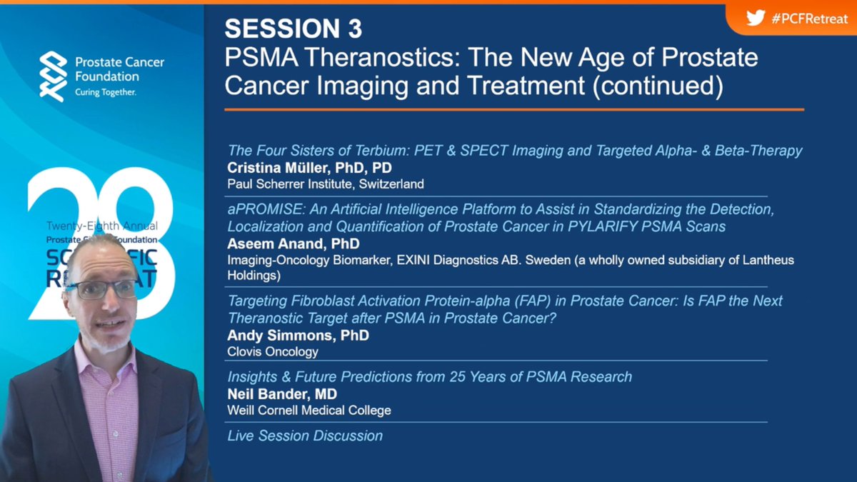 Excellent panel of radioligand experts led by <a href="/DrMHofman/">Michael Hofman</a> discussing the current landscape of PSMA theranostics in prostate cancer <a href="/PCF_Science/">PCF Science</a> #PCFRetreat #PCFRetreat21 <a href="/PCFnews/">Prostate Cancer Foundation</a>