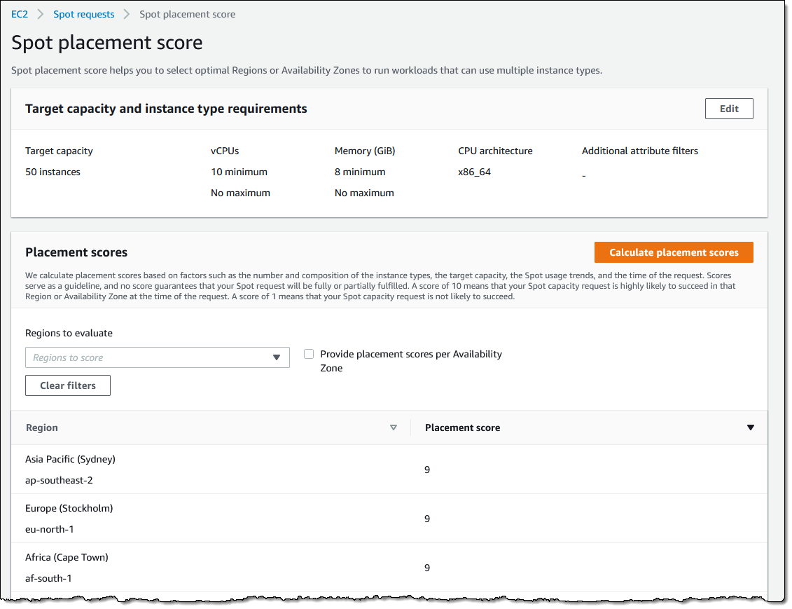 jeffbarr's tweet photo. This is awesome - #EC2 Spot Placement Score - Tell us what you need and we'll recommend the optimal Region or AZ to fulfill your capacity needs, with a score of 1 (unlikely to get capacity) to 10 (highly likely). #AWS 

More info at https://t.co/MZ5gW5ULdK https://t.co/q9l30m39RZ