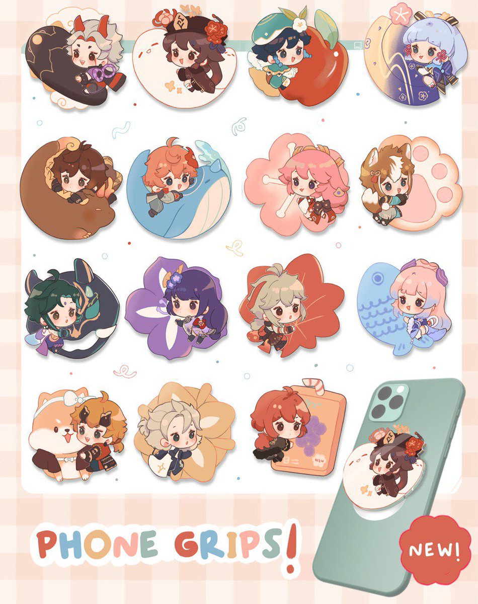 elemoli_'s tweet photo. [RT helps me so much 💖]

✨GENSHIN IMPACT PHONE GRIPS ✨

What’s you favorite? 👀

🌻ITTO
🌻HU TAO
🌻VENTI
🌻ZHONGLI
🌻CHILDE
🌻YAE
🌻XIAO
🌻BAAL
🌻KAZUHA
🌻ALBEDO
🌻GOROU
🌻AYAKA
🌻DILUC
🌻TOHMA
🌻KOKOMI

Link below! https://t.co/WUblkKSIlS