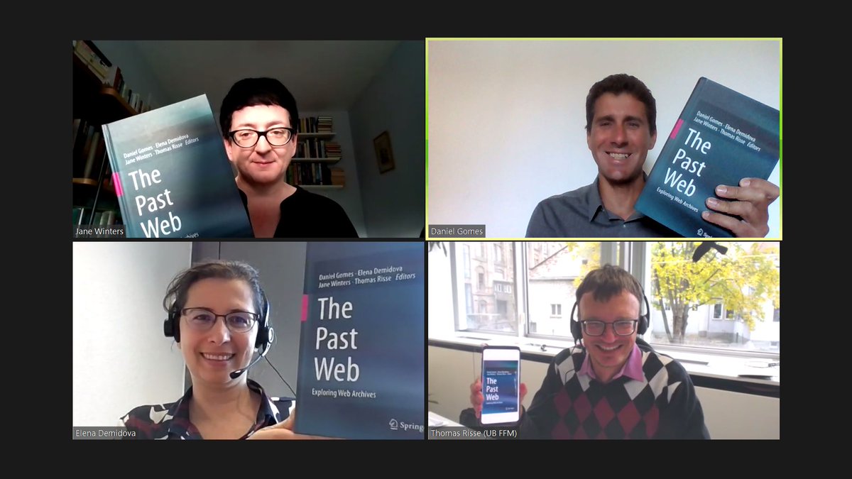 Elena Demidova (@elen2016) on Twitter photo Our book "The Past Web" has arrived, and today we finally met. Good to see everybody! <a href="/risse691/">Thomas Risse</a> @jfwinters <a href="/dcgomes77/">Daniel Gomes</a> Enjoy reading!
link.springer.com/book/10.1007/9… Our book "The Past Web" has arrived, and today we finally met. Good to see everybody! <a href="/risse691/">Thomas Risse</a> @jfwinters <a href="/dcgomes77/">Daniel Gomes</a> Enjoy reading!
link.springer.com/book/10.1007/9…