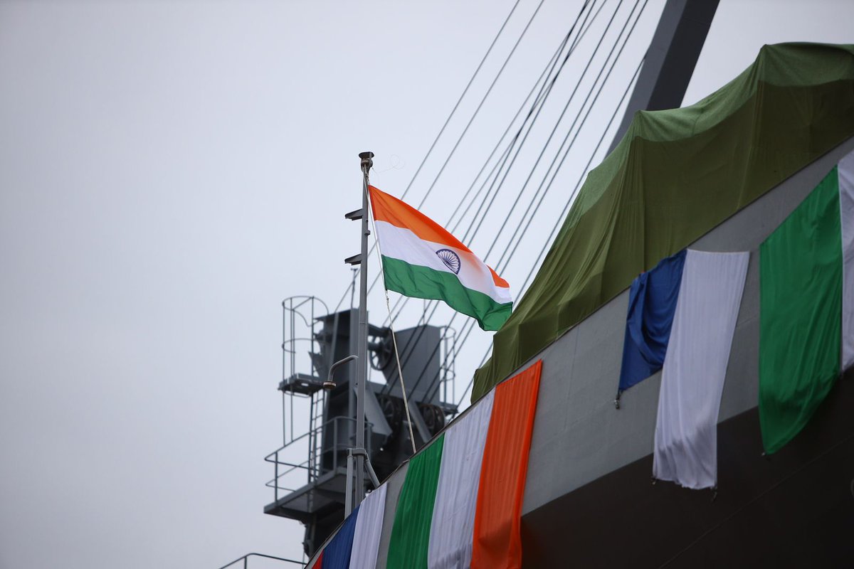 indiannavy's tweet image. Fitted with #stateofart weapon &amp;amp; sensors, the ship is true testimony to long standing #IndoRussia Military Technical Cooperation. 

#Tushil is a Sanskrit word meaning Protector Shield (2/2).

#BridgesofFriendship