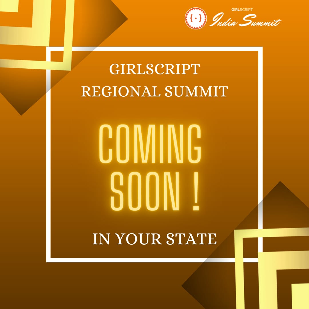 Greetings from the GirlScript Foundation!🙏
We have good news for all our tech geeks and enthusiasts!👩‍💻
India's Gigantic Tech Summit is befalling in your state right away! Isn't it amazing? 🤩
<a href="/13_Saanjh/">Mohit Varu</a> <a href="/Girlscript1/">GS Labs (by GirlScript Foundation)</a> <a href="/girlscriptgoa/">Girlscript Goa</a> <a href="/girlscriptblr/">GirlScript Bangalore</a> <a href="/girlscriptbbsr/">GirlScript Bhubaneswar</a> <a href="/GirlScriptChd/">GirlScript Chandigarh</a>