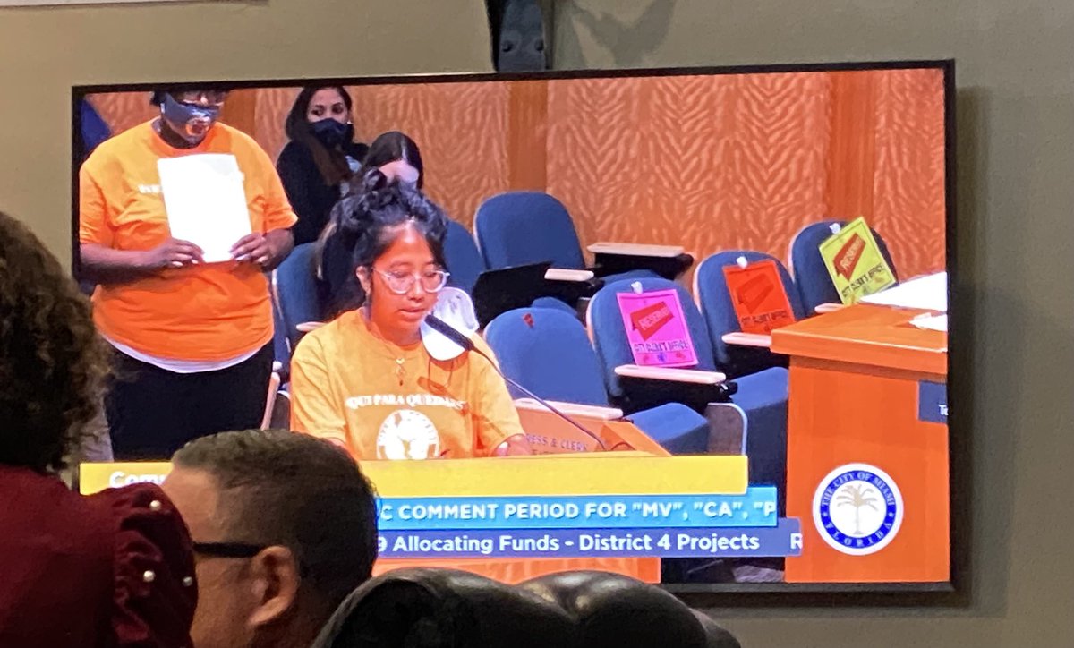 cjpmiami's tweet photo. .@MiamiWorkersCtr out in force for tenants and houseless folks at today’s City of Miami meeting. 

No to criminalization! https://t.co/DvKGqmDSPM