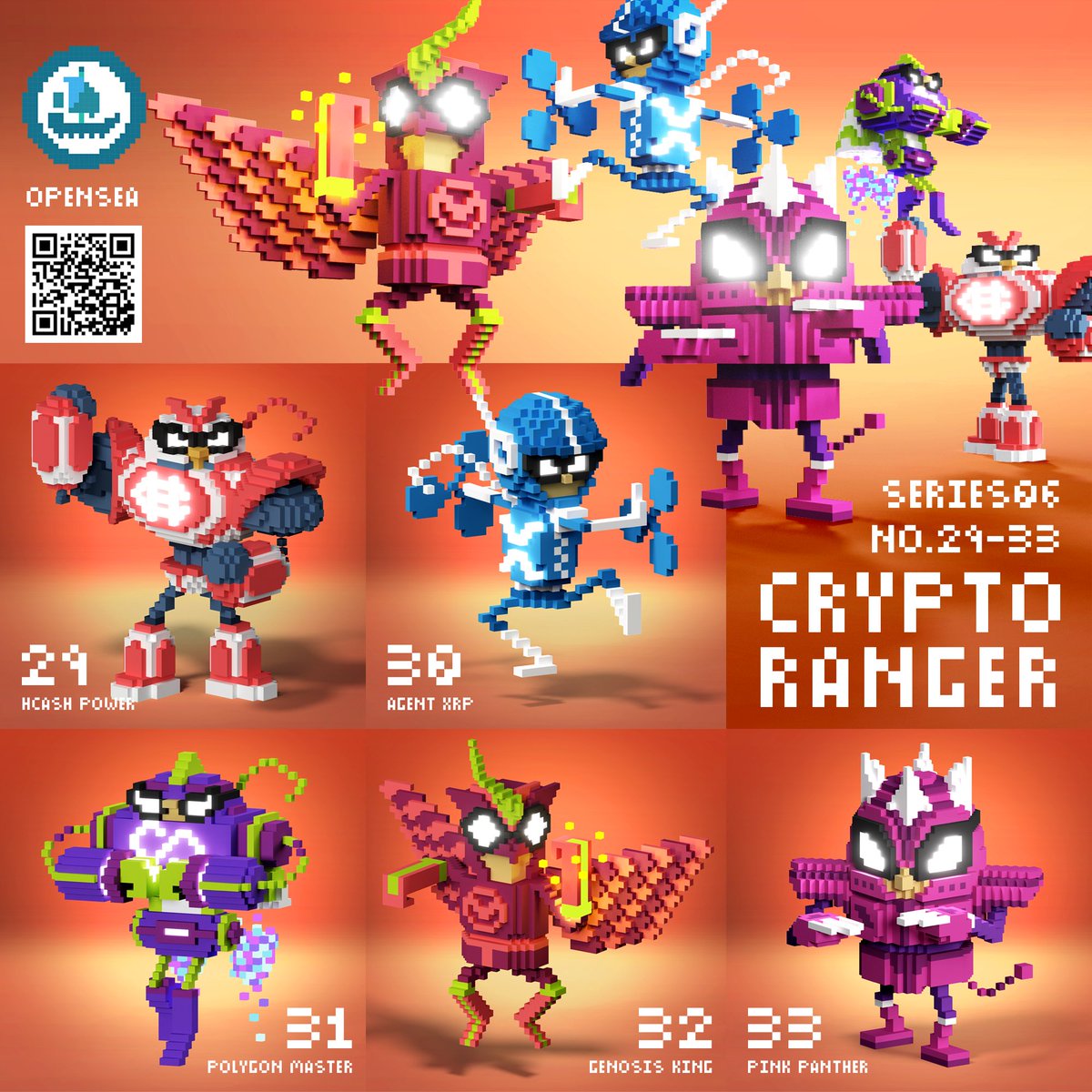 🔥New DROP !!
💥It's time to save the metaverse!💥
Cryptorangers✨collection.
⚡️Series06⚡️No.29-33
Available now on opensea.io/collection/cry…

#cryptoranger #nft #nftart #nftartist #nftcommunity #nftcollector #nftdrop #NFTthai #NFTasia #MVC_discord #ephtracy