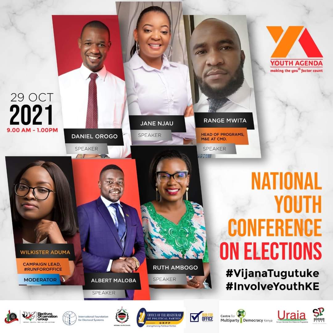 #RoadmapTo2022GeneralElections
Join us on Friday, 29th October 2021 at 9:00 am at the National Youth Conference via Zoom as we assess Youth preparedness ahead of the #2022GeneralElections.

Kindly find the Registration link here: bit.ly/NationalyouthC…

#VijanaTugutuke