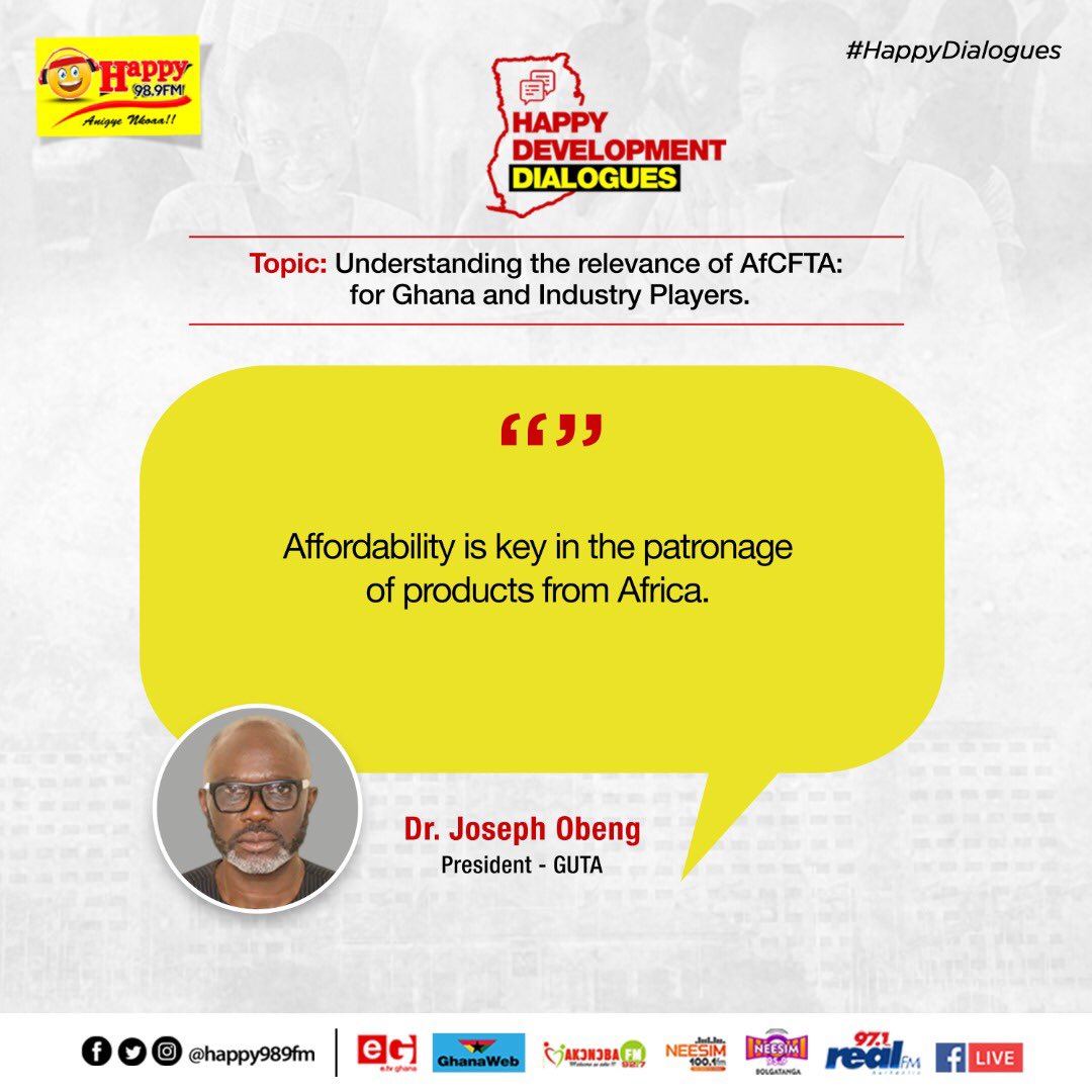 HAPPY989FM's tweet photo. Dr Joseph Obeng shares his thoughts on Happy Dialogue
Topic : Understanding the relevance of AfCFTA for Ghana and industry players
#EpaHoaDaben
#HappyDialogues https://t.co/F0fG4zGpTn