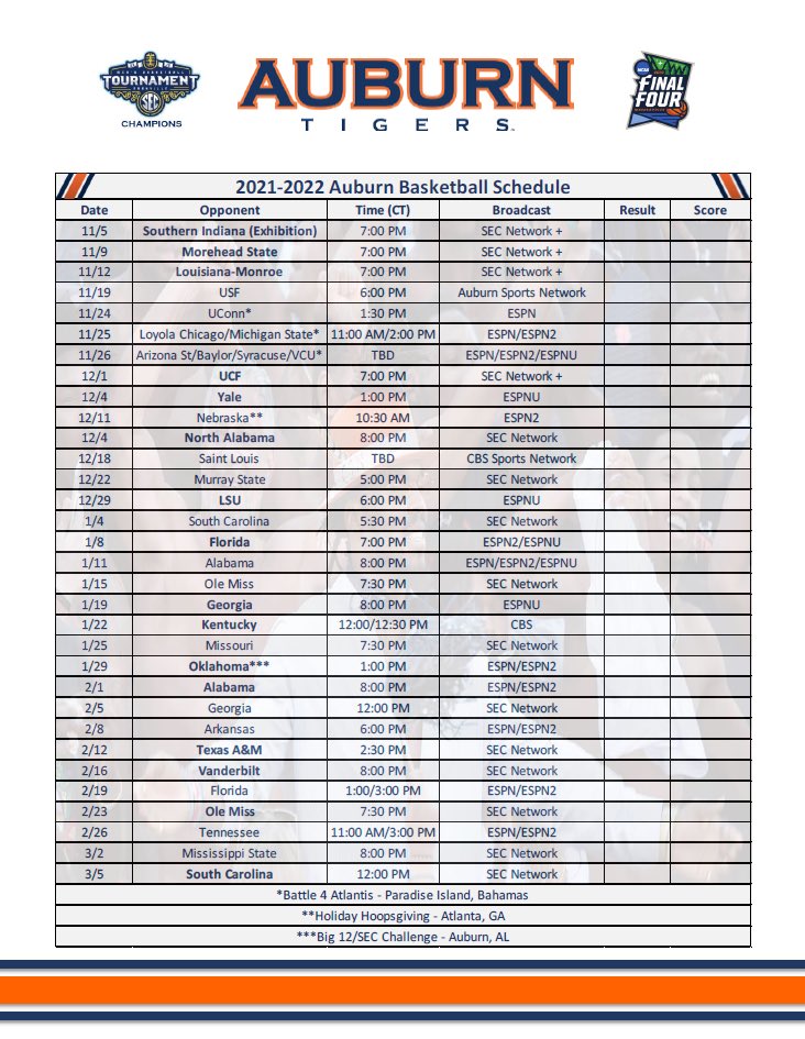 Auburn Basketball Schedule 2022 Zach Baker (@Zach__Baker__) / Twitter