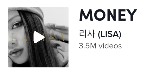 [INFO] El audio de "#MONEY" ha superado los 3.5 millones de videos en TikTok.

#블랙핑크 #리사 #LISA #ลิซ่า #LALISA #BLACKPINK <a href="/BLACKPINK/">BLACKPINKOFFICIAL</a>
~Nayd